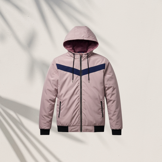 HD-570 | Contrast Chevron Hooded Zip-Up Jacket
