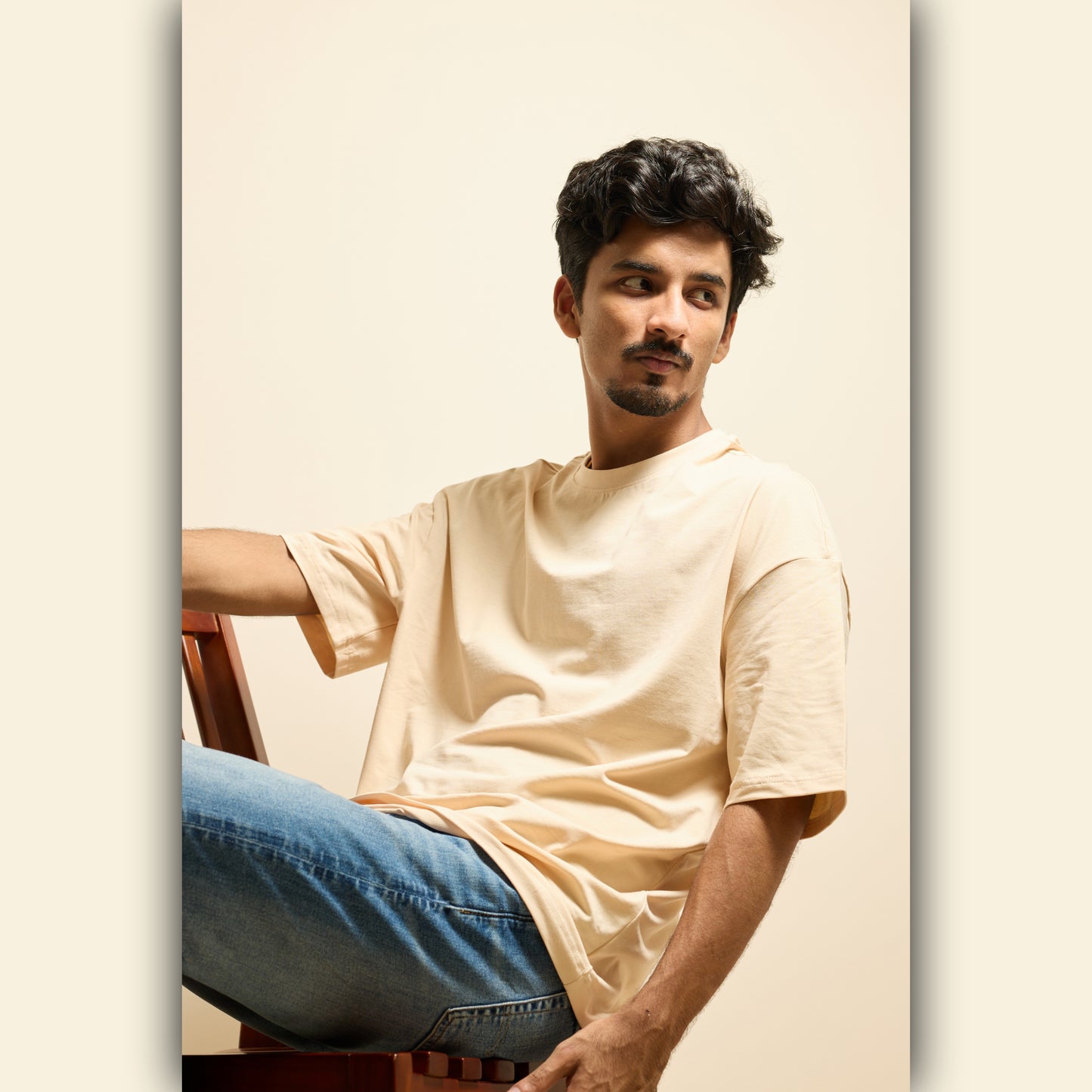 Beige Drop Shoulder T-Shirt