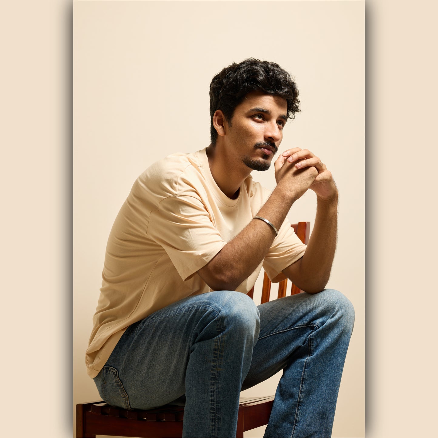 Beige Drop Shoulder T-Shirt