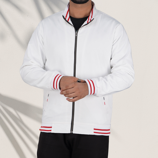 RP-350 White Lightweight Jacket with Red Striped Trim