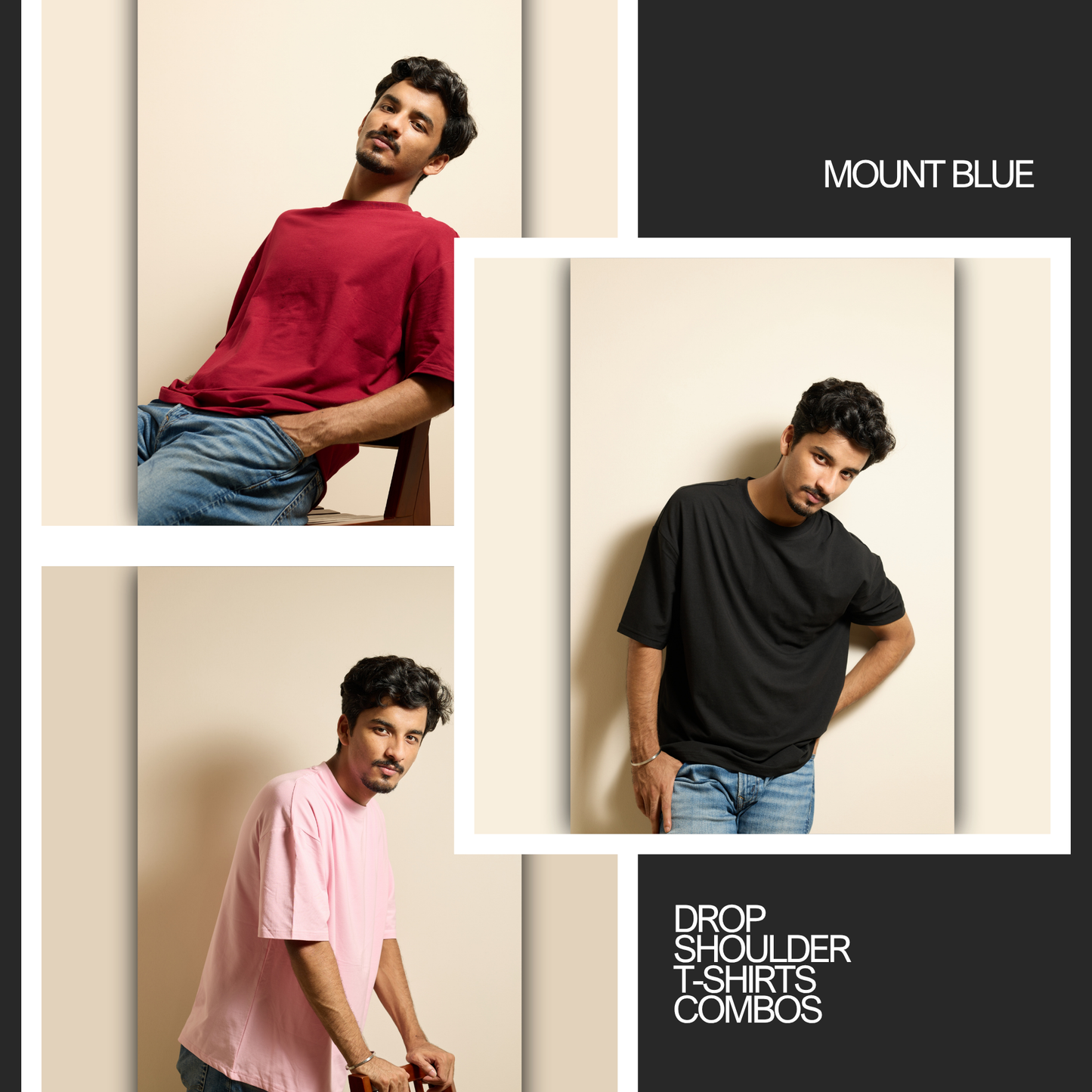 Maroon, Black and Pink T-Shirts Combo