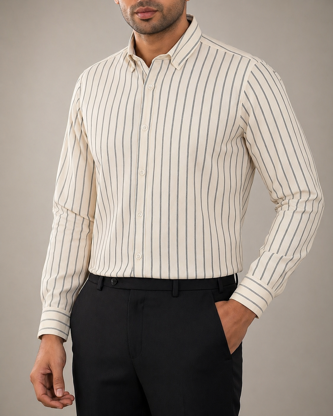 Premium Slim Fit Striped Cotton Shirt| S-0001
