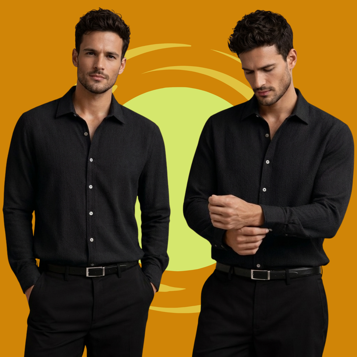 Jet Black Premium Textured Shirt – Sleek & Modern Fit| F-2010