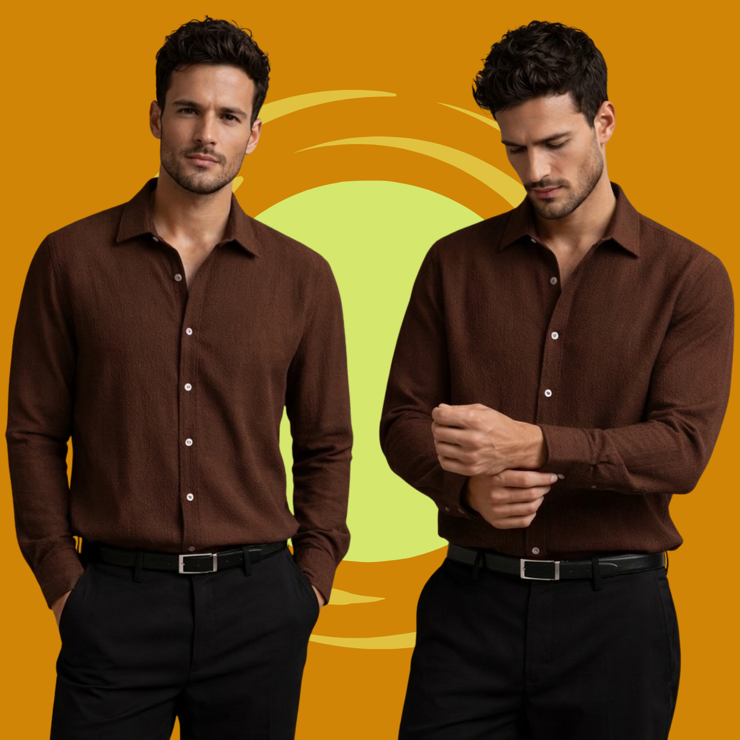 Cocoa Brown Premium Textured Shirt – Rich & Elegant Casual Fit| F-2014