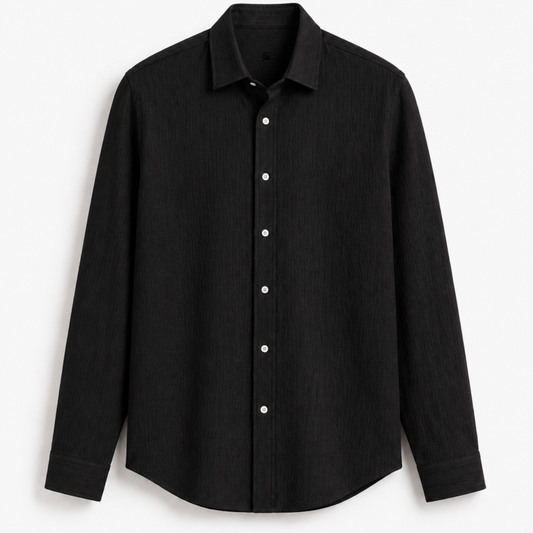 Jet Black Premium Textured Shirt – Sleek & Modern Fit| F-2010