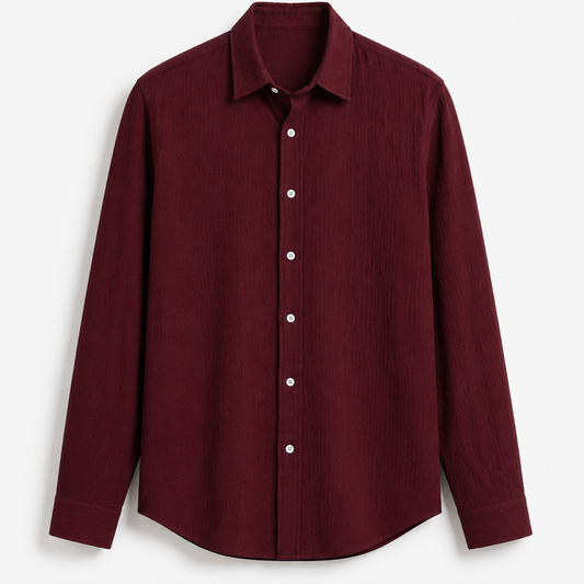 Deep Maroon Premium Textured Shirt – Bold & Stylish Fit| F-2012