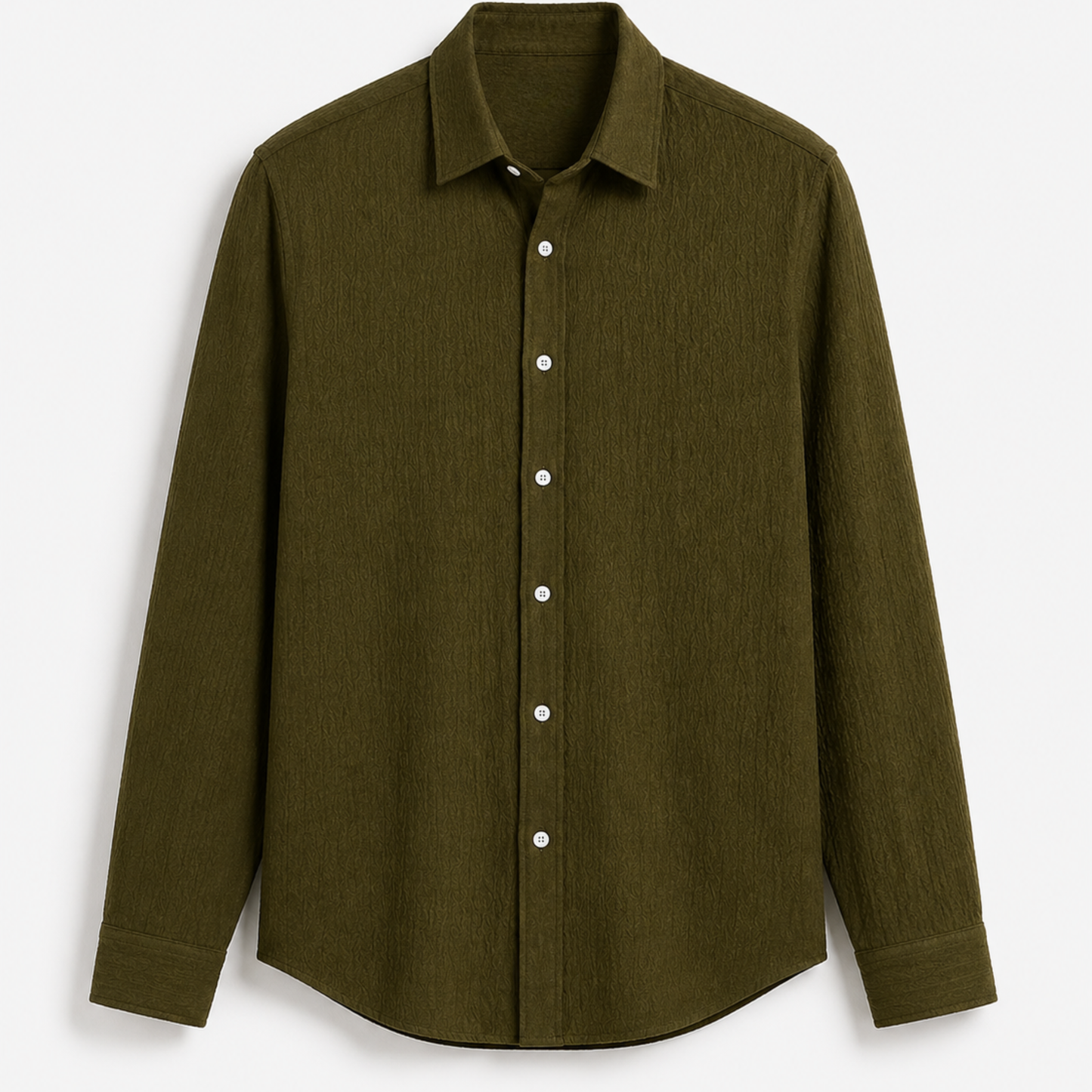 Olive Green Premium Textured Shirt – Minimal & Smart Casual Fit| F-2013