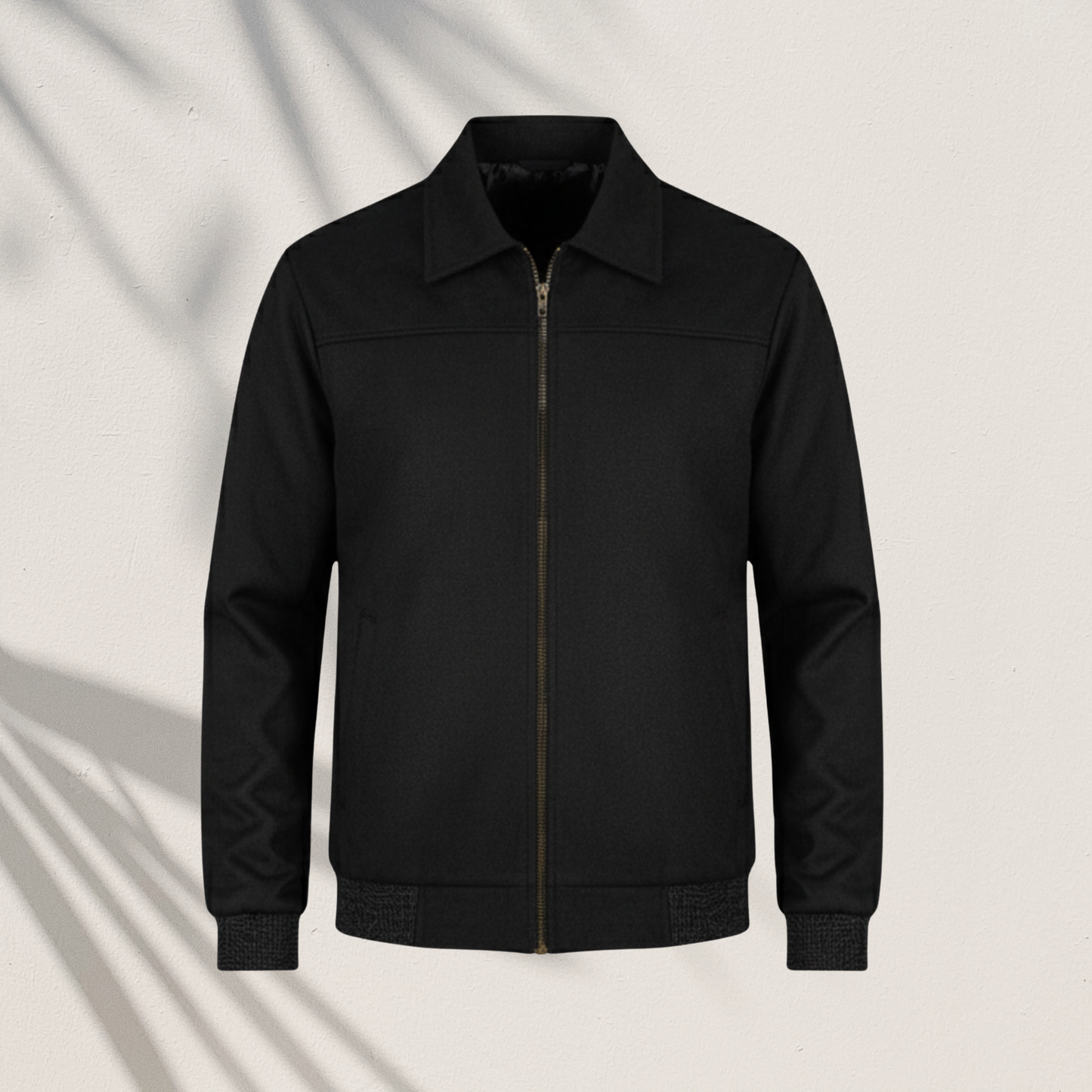 Classic Black Zip-Up Collared Jacket | MP-810