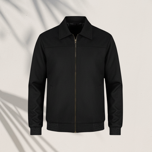 Classic Black Zip-Up Collared Jacket | MP-810