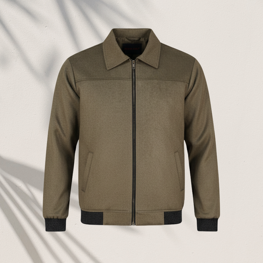 Classic Olive Zip-Up Collared Jacket | MP-830