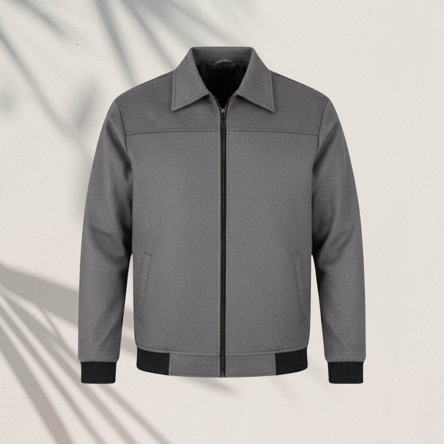 Classic Grey Zip-Up Collared Jacket | MP-820