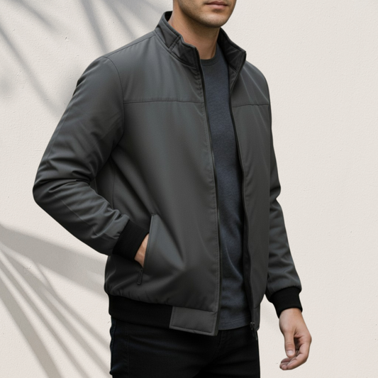 🖤 The SKN-70 Charcoal Grey High-Neck Jacket