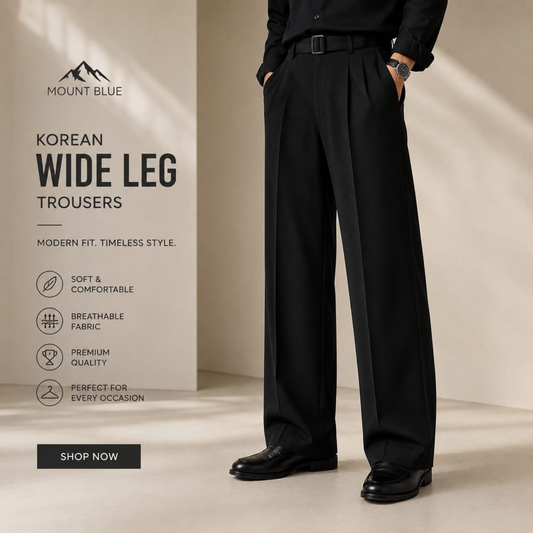 Premium Korean Wide Leg Pant | Jet Black