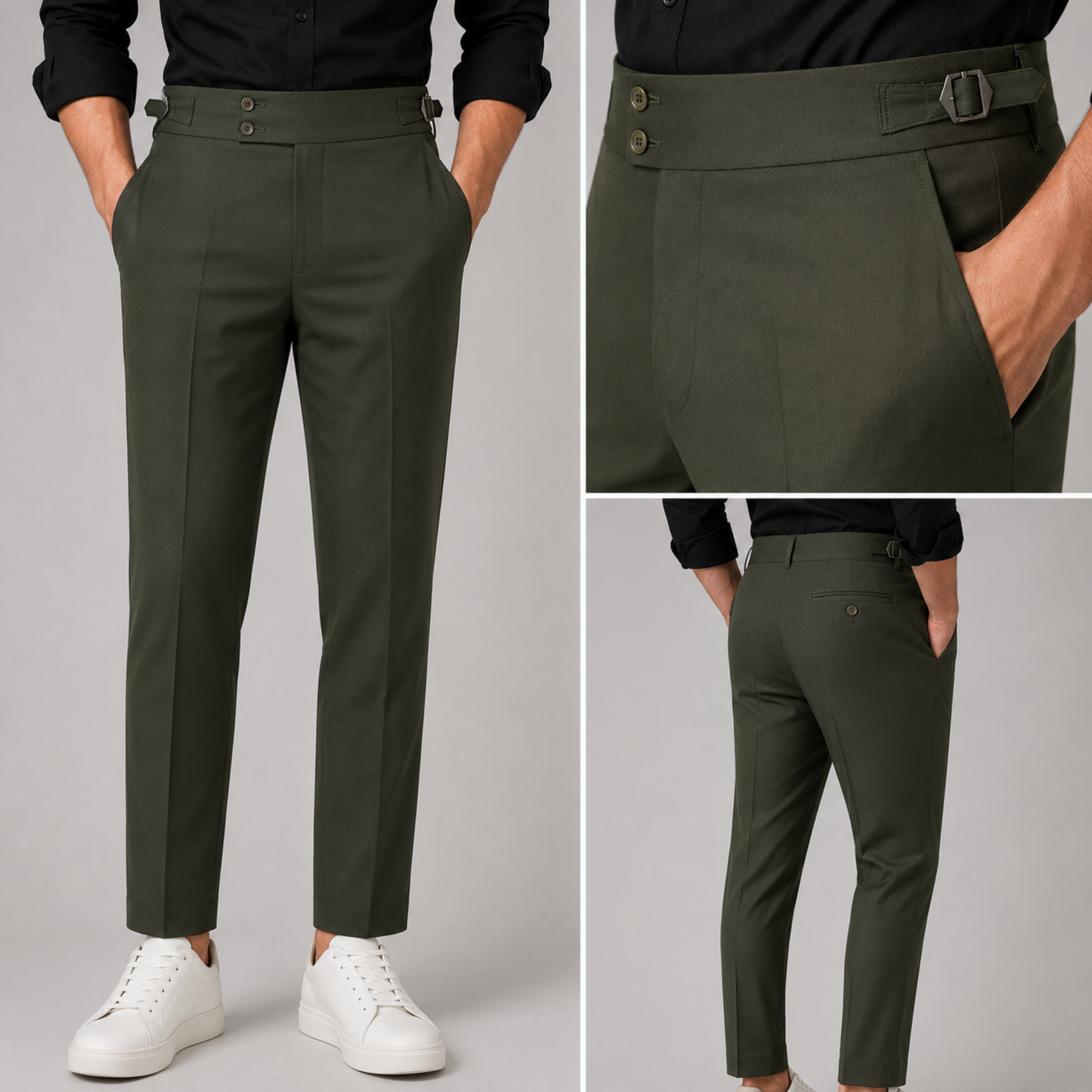 Classic Deep Olive Gurkha Formal Pant – Premium Slim Fit