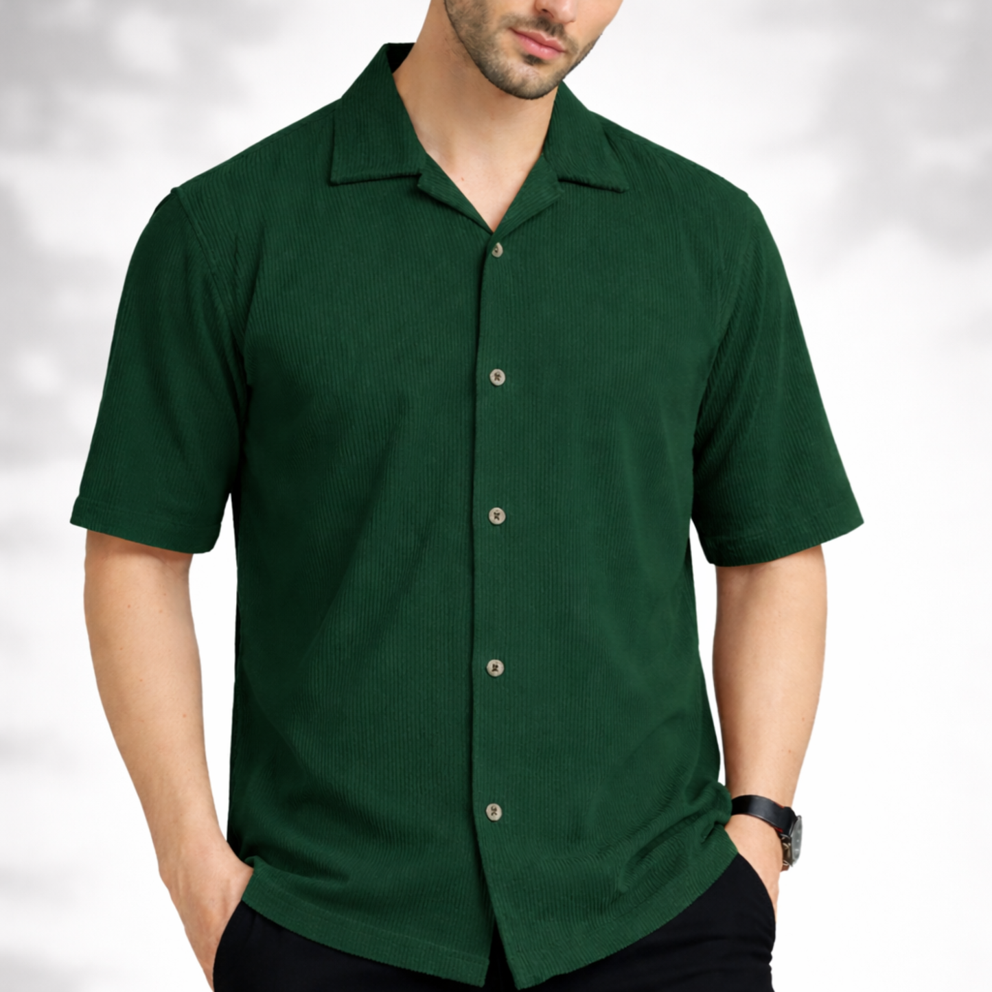 Mount Blue Cuban Collar Textured Shirt|H-202