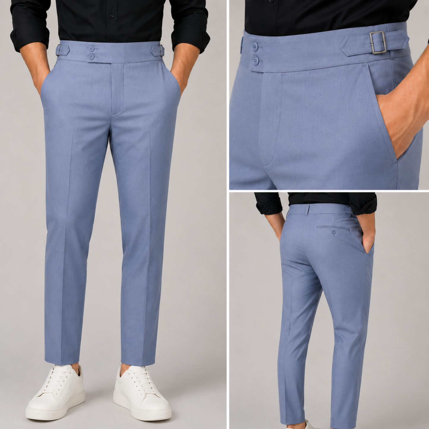 Premium Powder Blue Gurkha Formal Pant – Premium Slim Fit