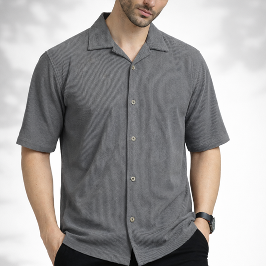 Mount Blue Cuban Collar Textured Shirt|H-203