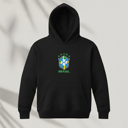 | Premium Black BRASIL Drop Hoodie | FAN EDITION