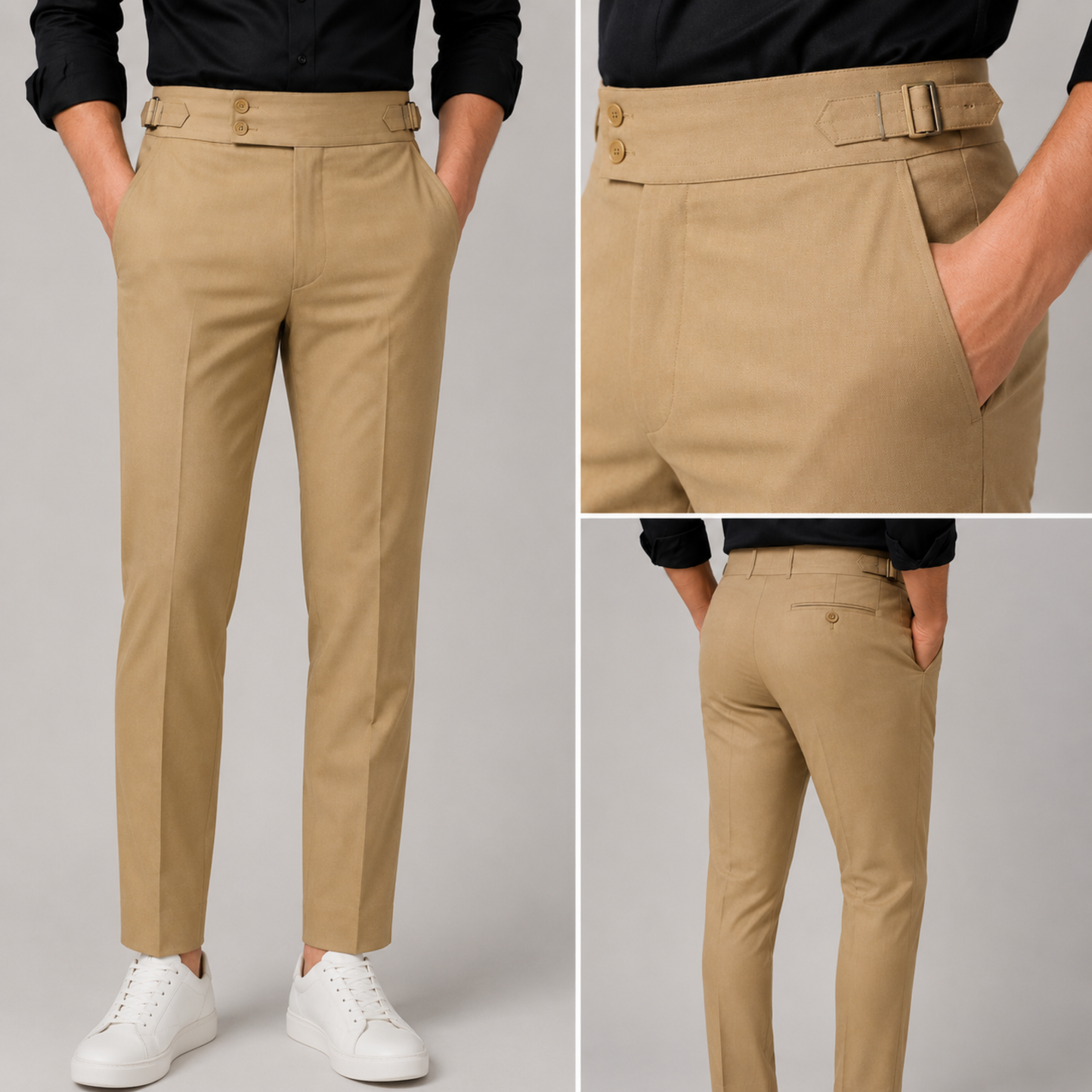 Premium Camel Beige Gurkha Formal Pant – Premium Slim Fit