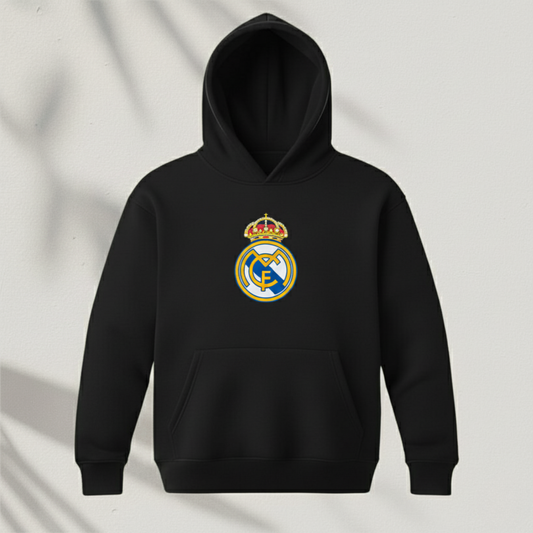 | Premium Black REAL MADRID Drop Hoodie | FAN EDITION