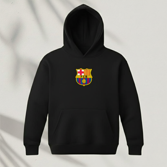| Premium Black FC BARCELONA Drop Hoodie | FAN EDITION