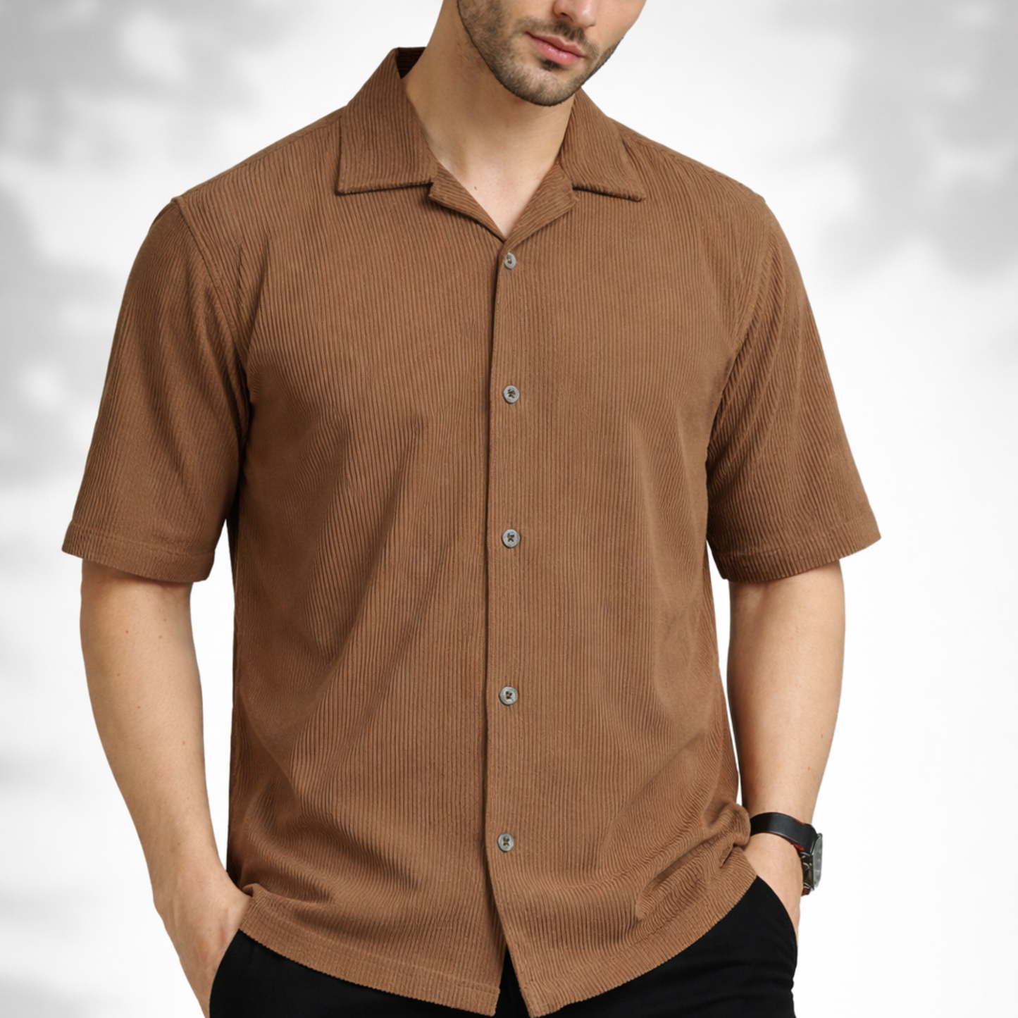 Mount Blue Cuban Collar Textured Shirt|H-200