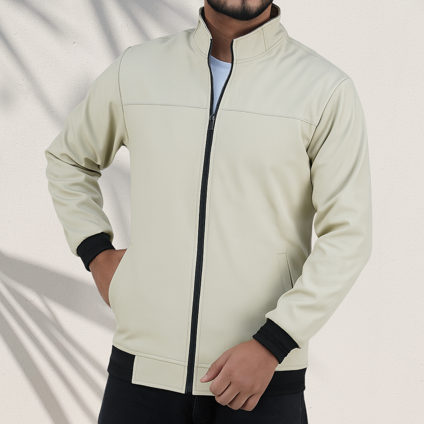 BH-500 | Versatile Zip-Up Jacket - Neutral Beige - Smart Casual Fit