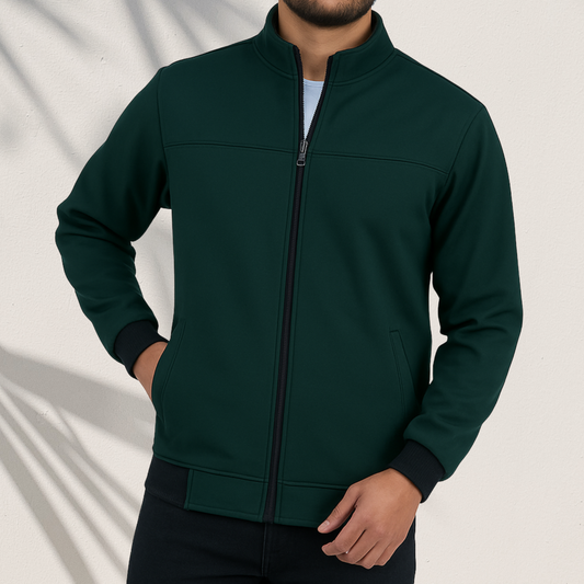 BH-550 | Stylish Green Bonded Jacket - Metal Zipper - Everyday Layer