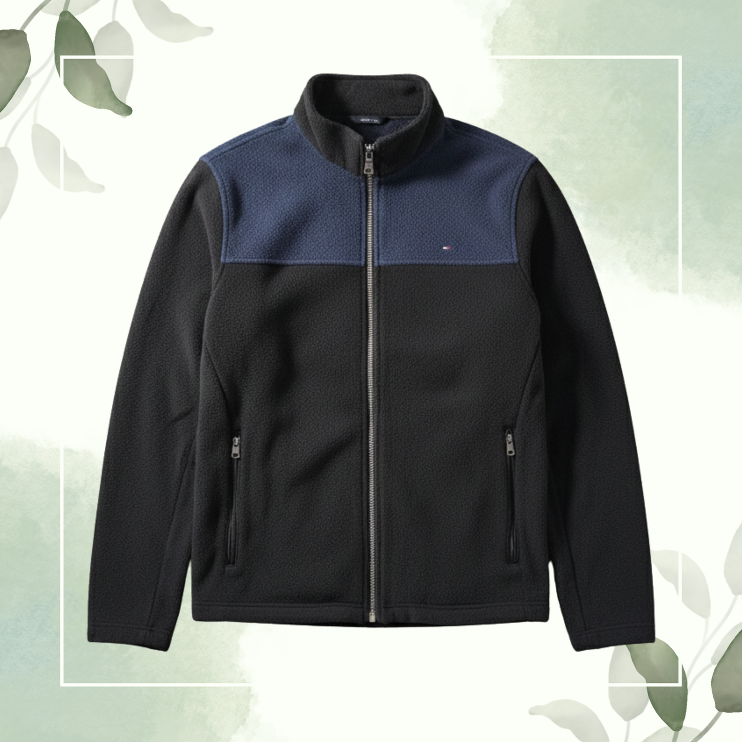 Two-Tone Fleece Full-Zip Jacket (Black/Navy)| EXP-11 |