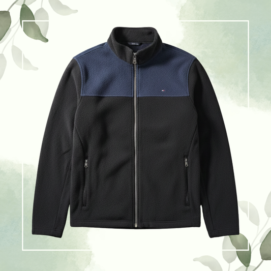 Two-Tone Fleece Full-Zip Jacket (Black/Navy)| EXP-11 |