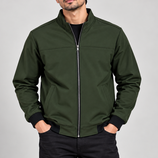 BH-410 | Versatile Layering Jacket - Olive Green - Metal Zipper