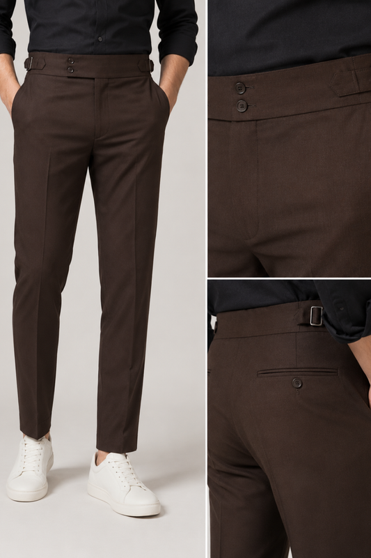 Premium Coffee Brown Gurkha Formal Pant – Premium Slim Fit
