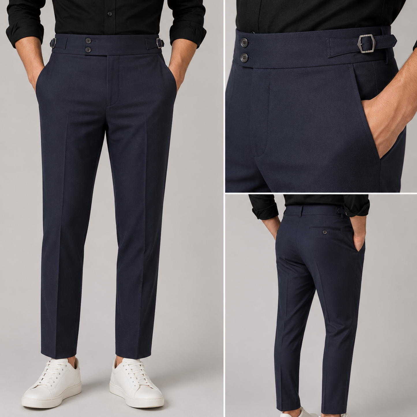 Classic Midnight Navy Gurkha Formal Pant – Premium Slim Fit