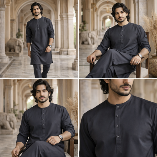 Grey Aura Classic Ethnic Panjabi Set | P-005