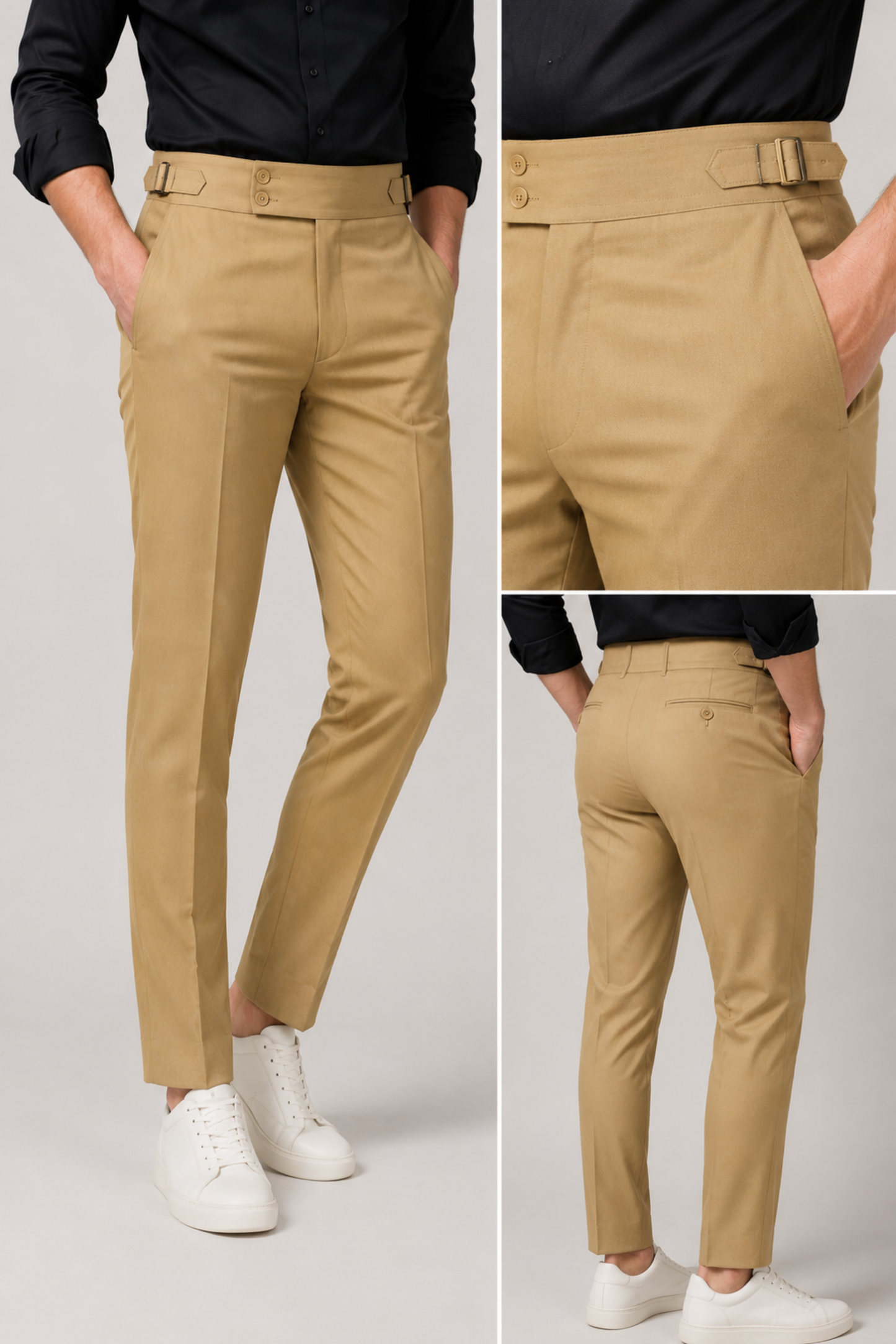 Premium Camel Beige Gurkha Formal Pant – Premium Slim Fit