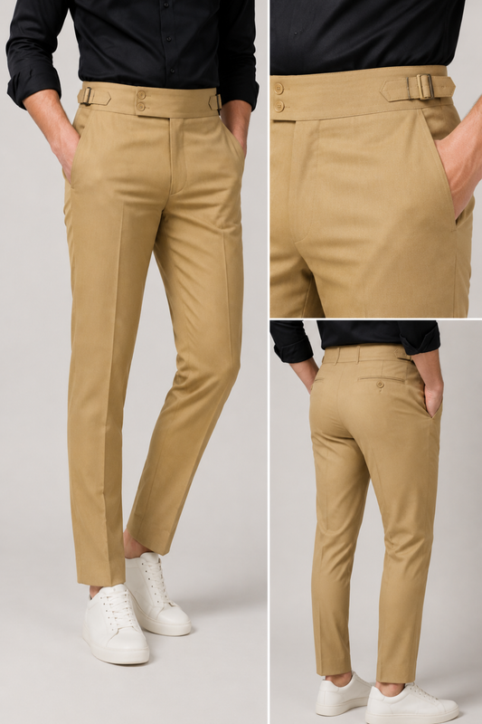 Premium Camel Beige Gurkha Formal Pant – Premium Slim Fit