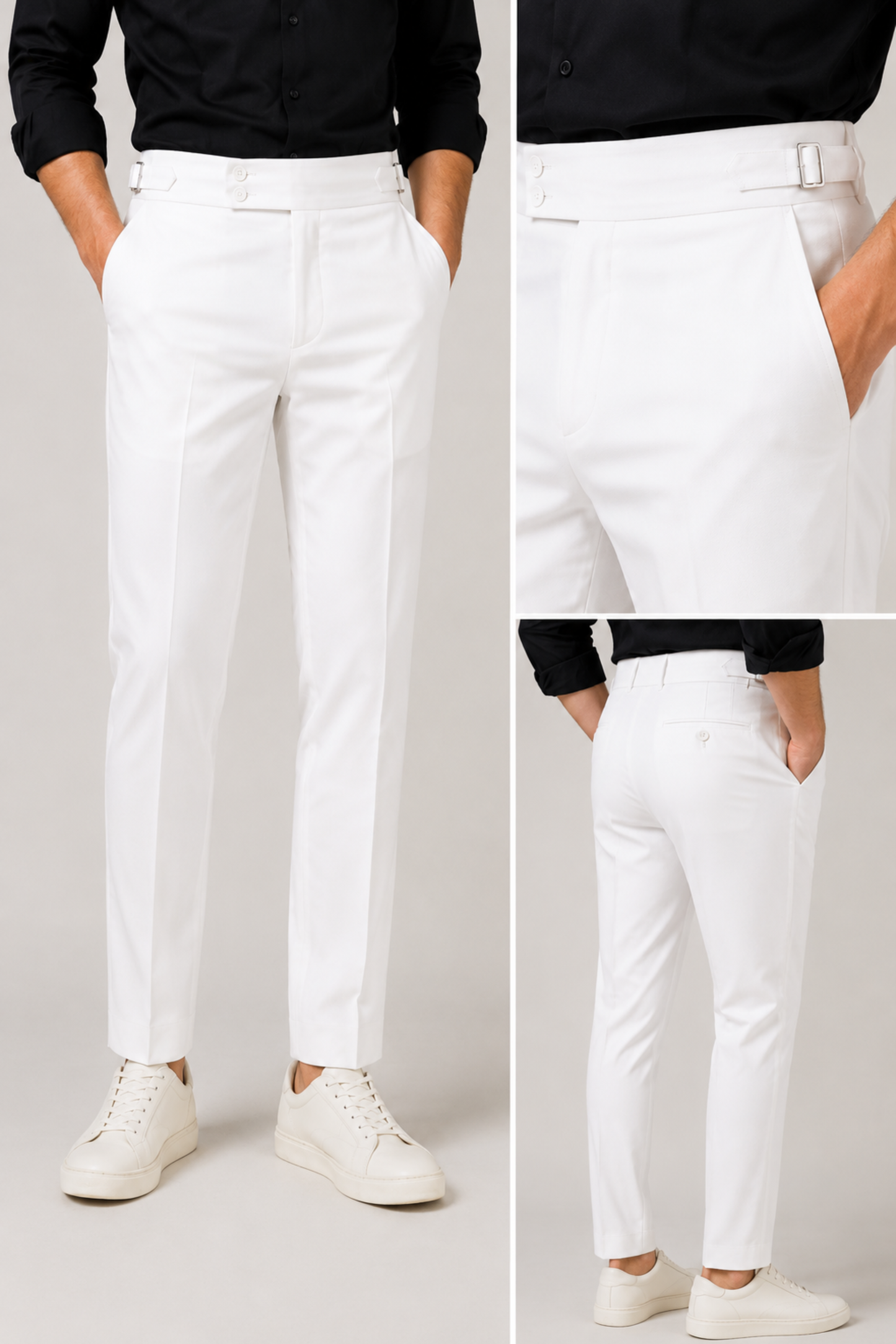 Premium Crisp White Gurkha Formal Pant – Premium Slim Fit